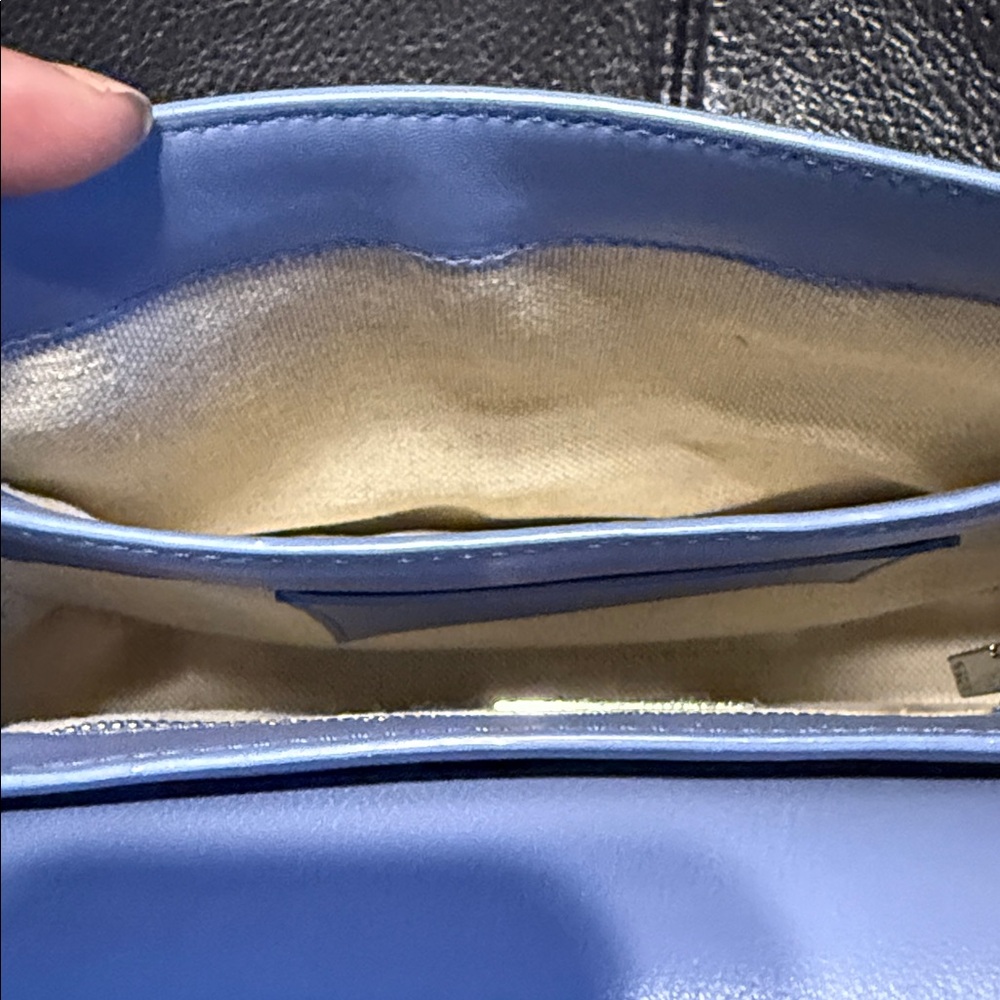 Carolina Herrera (NWOT) Leather Light Blue Structured Top-Handle Crossbody Bag - Picture 6 of 11